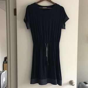 LOFT Embroidered Navy Blue Dress